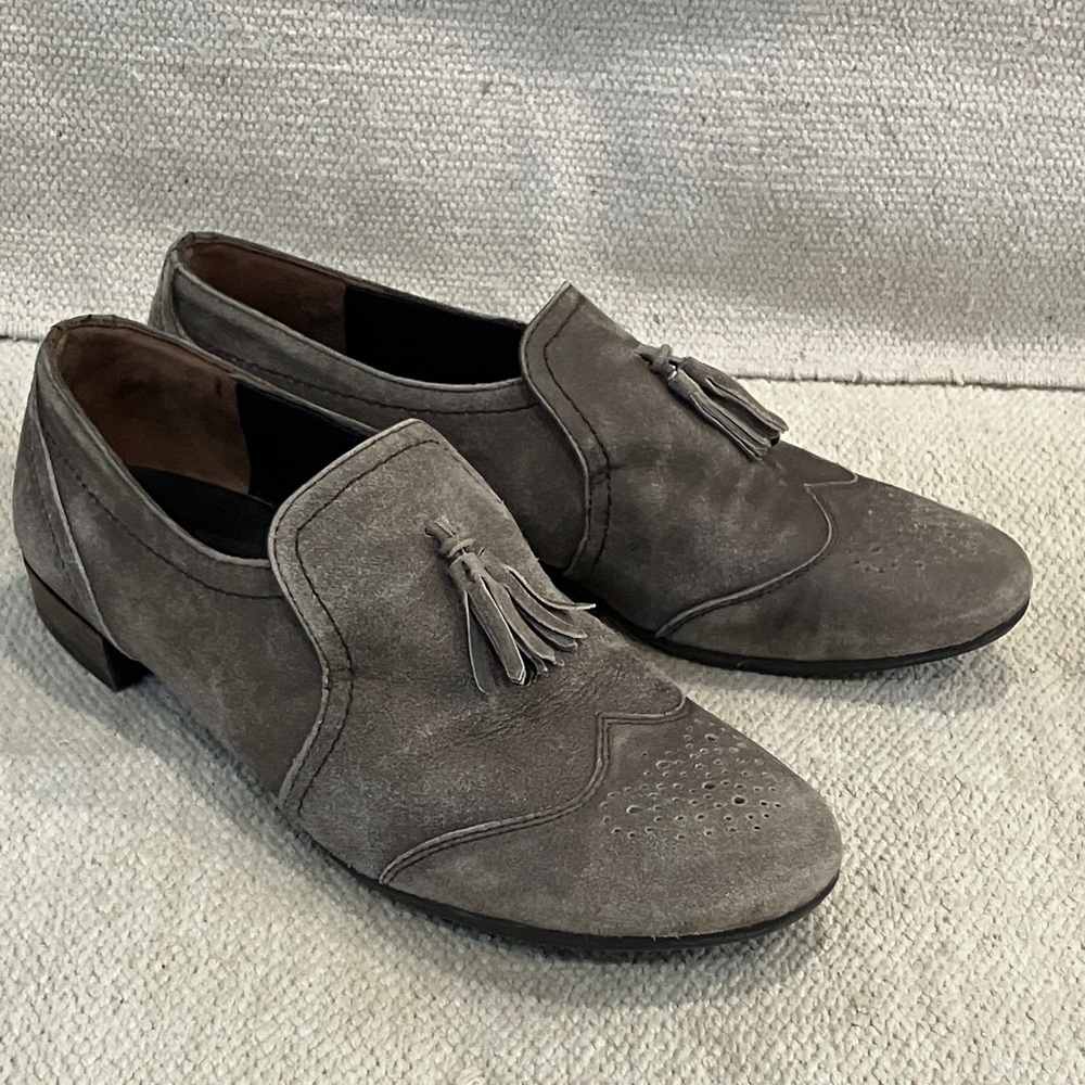Paul Green size 6 wm’s Charcoal Tassel leather Loafers